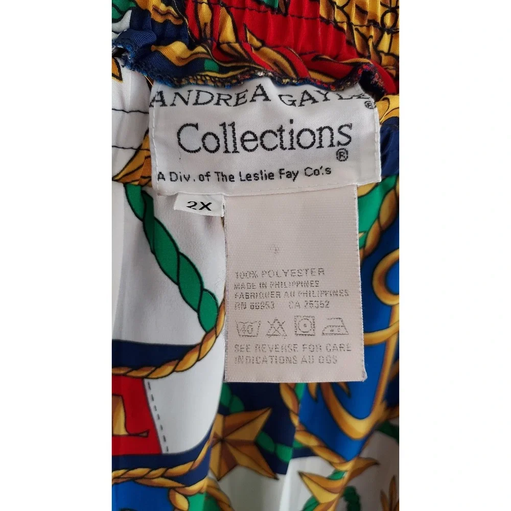 Andrea Gayle‎ Collections Nautical Print Skirt 2X Plus Size Rope Anchor - Picture 3 of 3